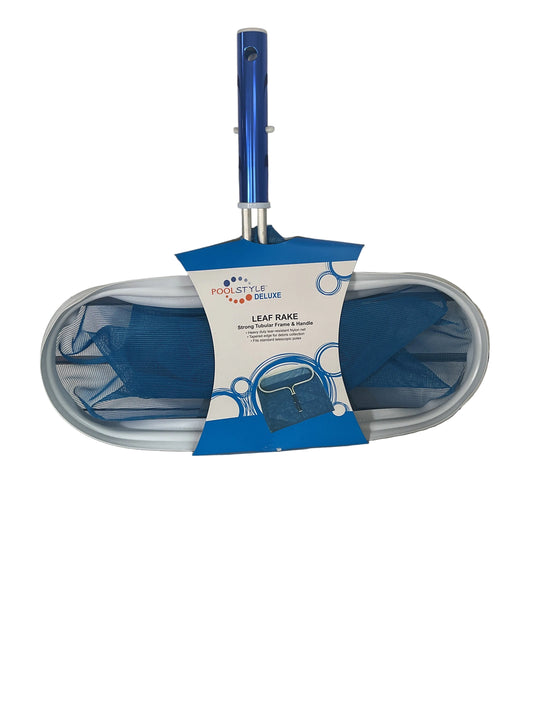 Pool Style Aluminum Frame Leaf Rake (Deluxe/Blue)