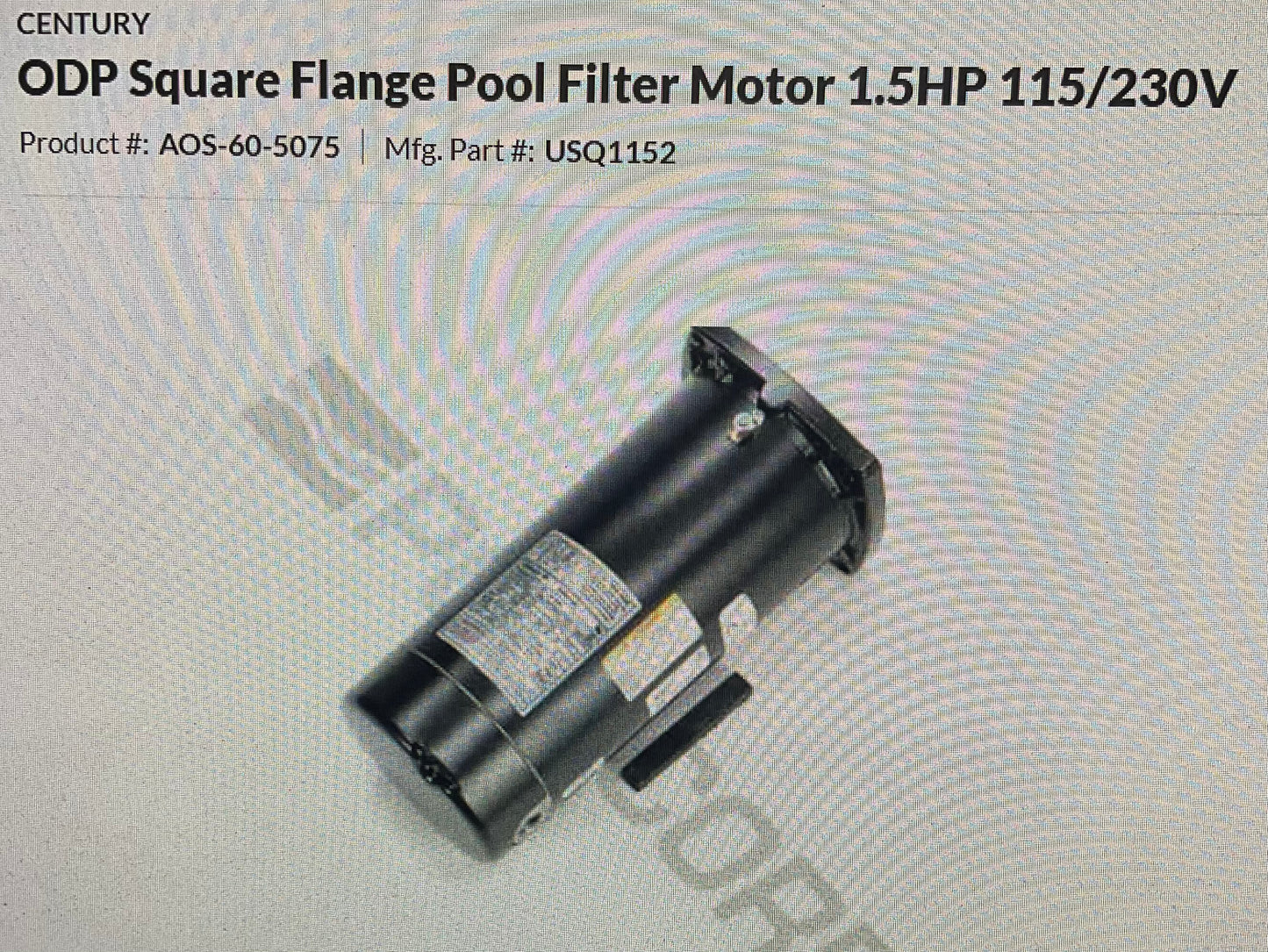 Pentair 1.5HP Replacement Motor-115/230V : 1.5HP (Square)